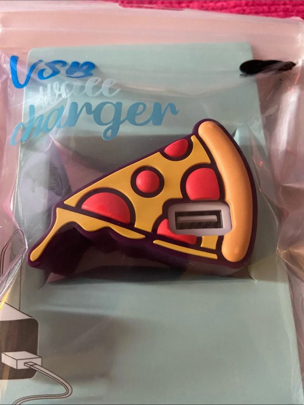 USB Wall Charger with Pizza Slice Design -